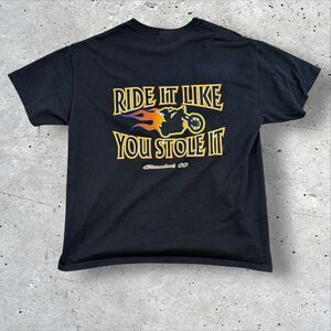 Vtg Hanes Heavyweight Biker T Shirt XL Steamboat CO Ride It Like You Stole It